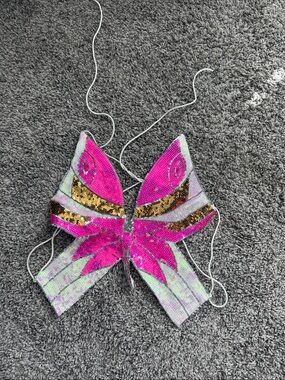 Sequin Butterfly Wing Top in Hot Pink & Gold
